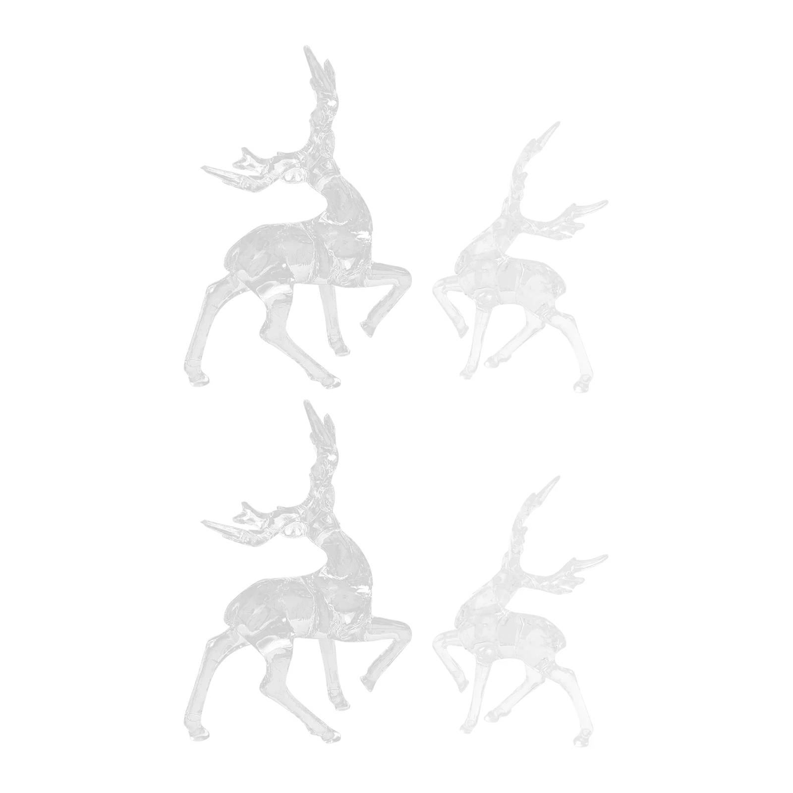 

4 Pcs Christmas Crystal Sika Deer Ornaments Office Acrylic Clear Reindeer Figurine