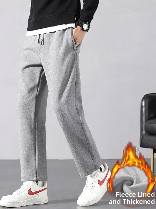 

Модные мужские осенне-зимние повседневные брюки прямого кроя, свободные спортивные штаны с эластичным поясом, удобные хлопковые длинные брюки