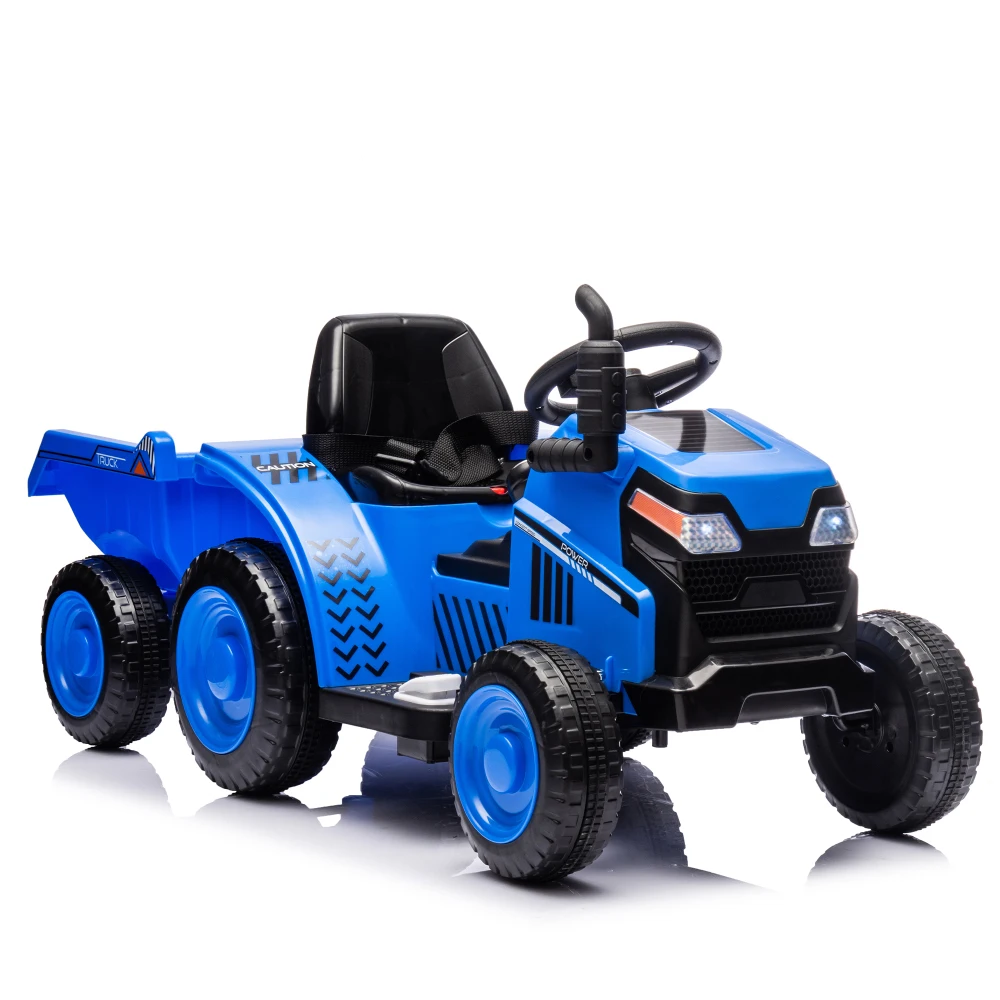 12V Kids Ride On Electric Tractor Black Knight, Kids Ride On Toy.2WD, rutschfeste Reifen, Lenkrad, Fußpedal, mit abnehmbarem