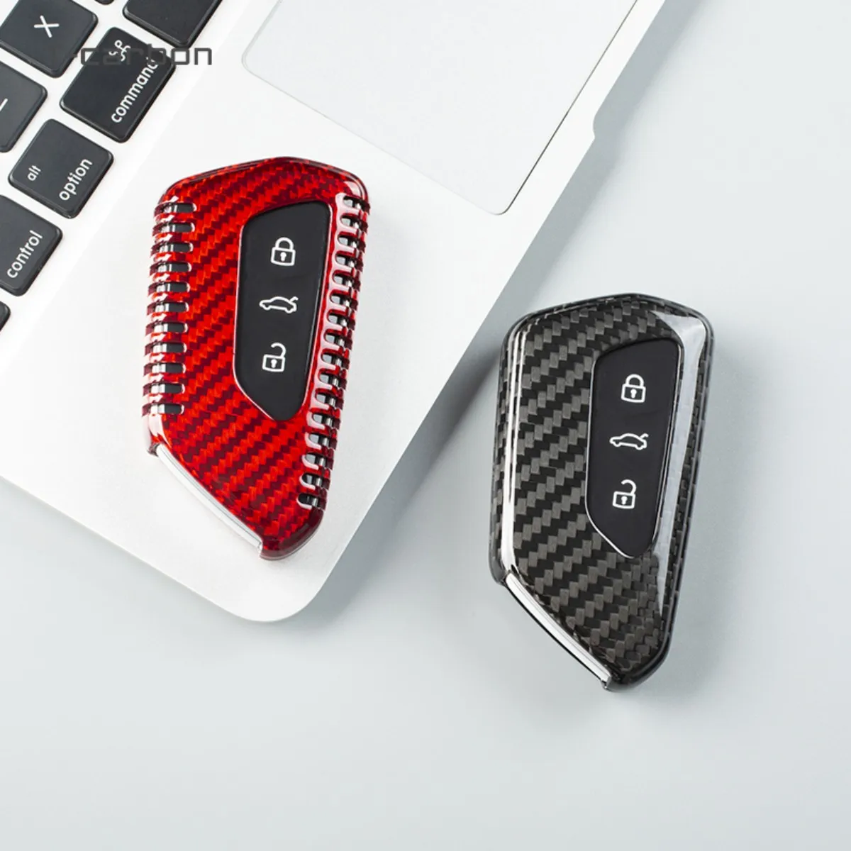 T-carbon Car Key Case Cover Fit VW Volkswagen Golf 8 MK8 Cupra Carbon Fiber For Skoda Octavia A8 SEAT Leon MK4 2020 2021 Forment