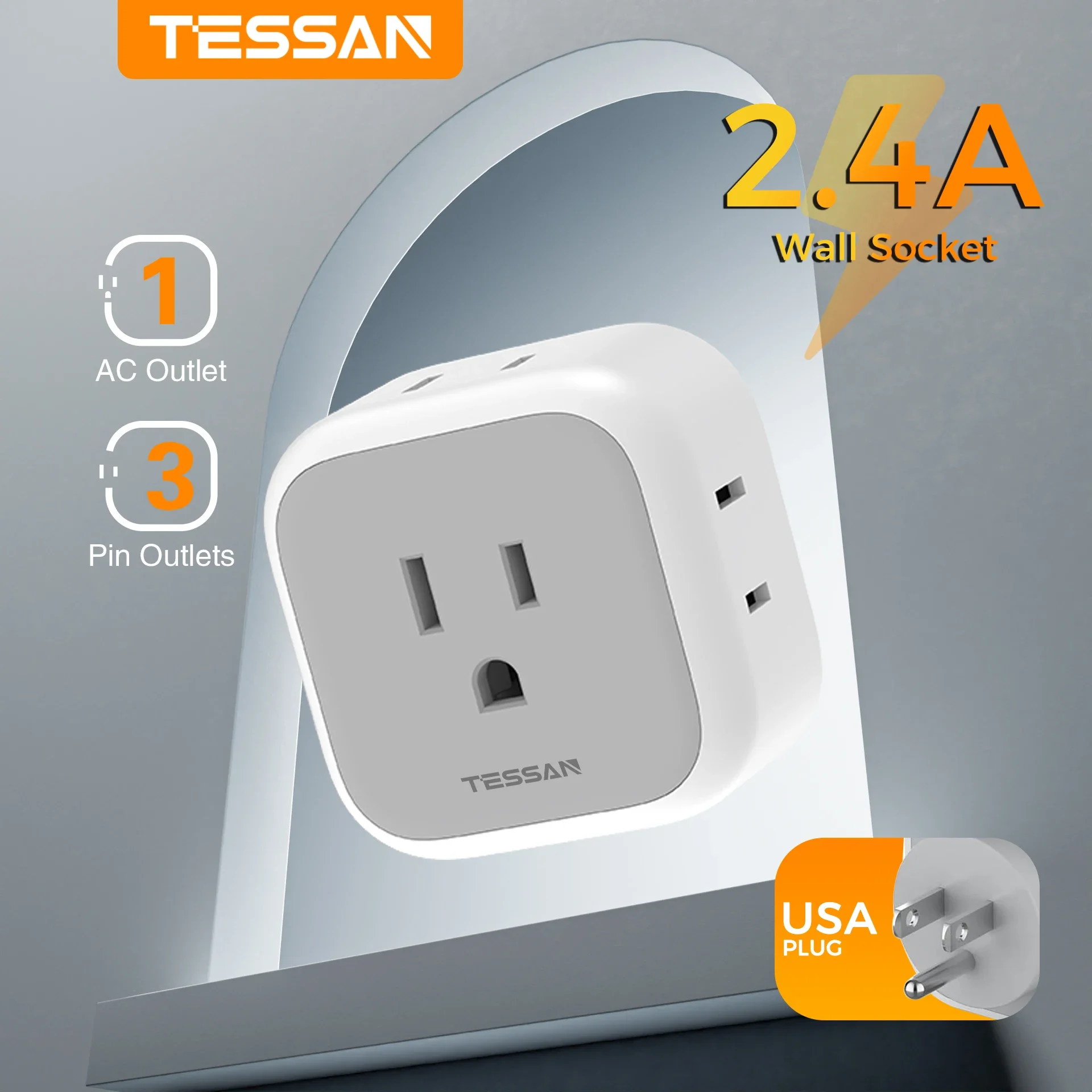 Multi Plug Outlet Extender TESSAN 2 Packs Multiple Outlet Splitter Box with 4 Electrical Charger Cube Outlets for Cruise Ship