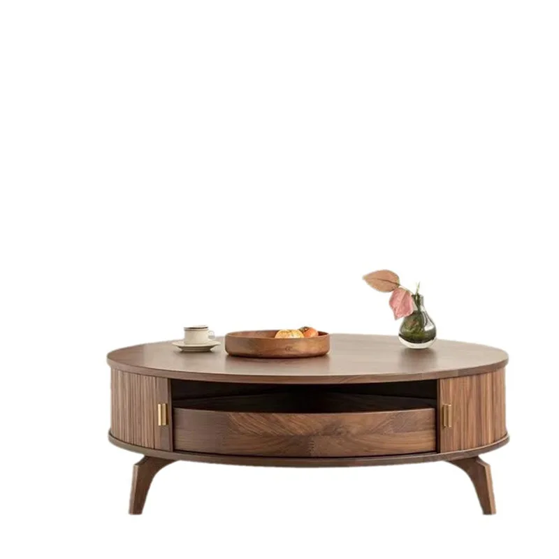 

Nordic black walnut solid wood round coffee table