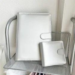 A5 A8 Instagram gümüş PU manyetik toka gevşek yaprak PU DIY ciltli defter kapak günlüğü gündem planlama kağıt kapak