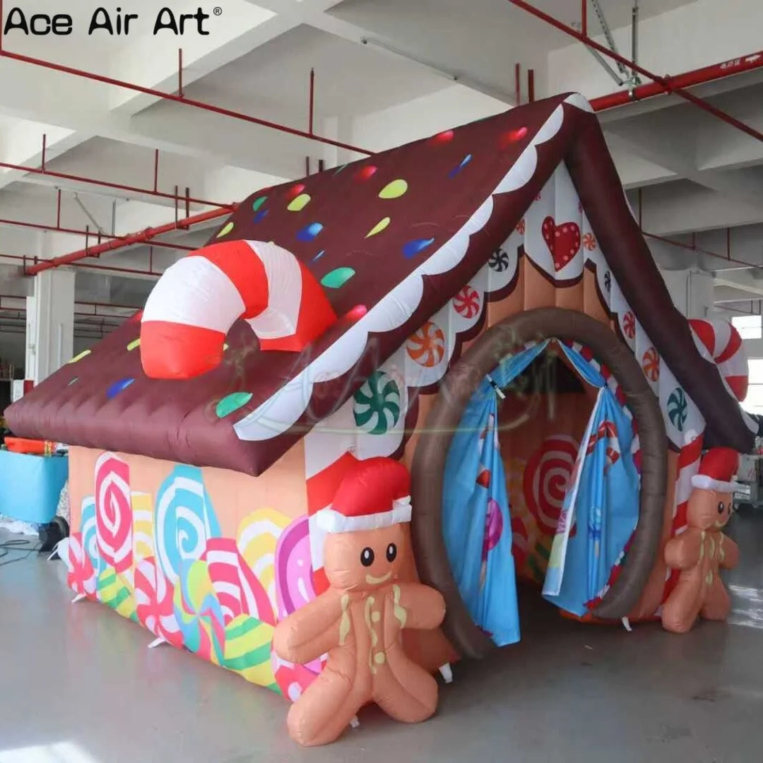 

Inflatable Christmas House with Candy Cane Giant Holiday Yard Decoration for Xmas Parties & Outdoor Displays