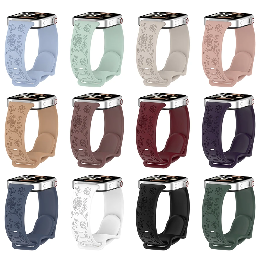 3D Flowers Silicone Strap For Redmi Watch 4 5 6 SmartWatch WristBand Strap For Xiaomi Mi Band 8/9/10 Pro Bracelet Watchband