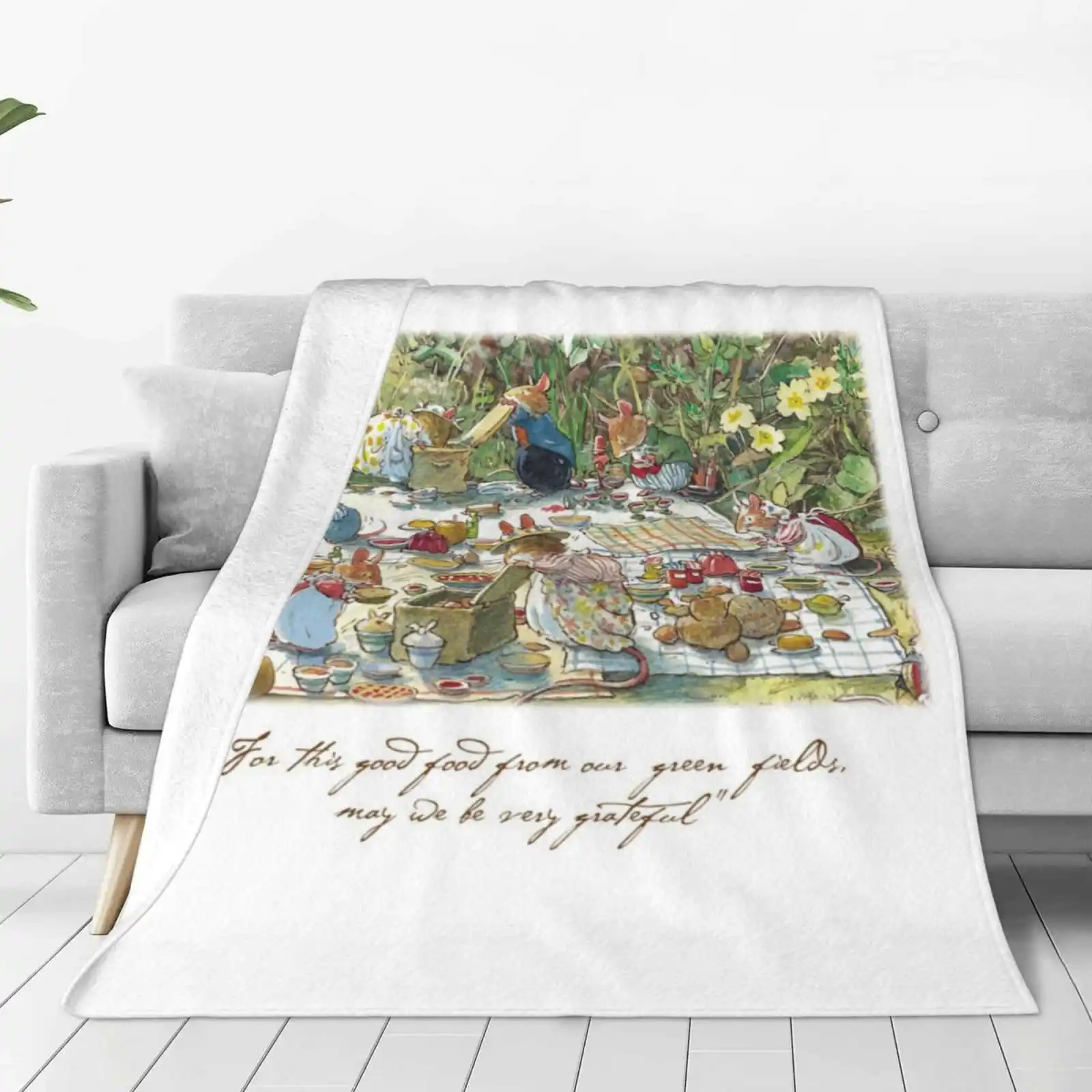 

Picnic Time Air Conditioning Soft Blanket Brambly Hedge Jill Barklem English Quintessential British Countryside Hedgerow Mice