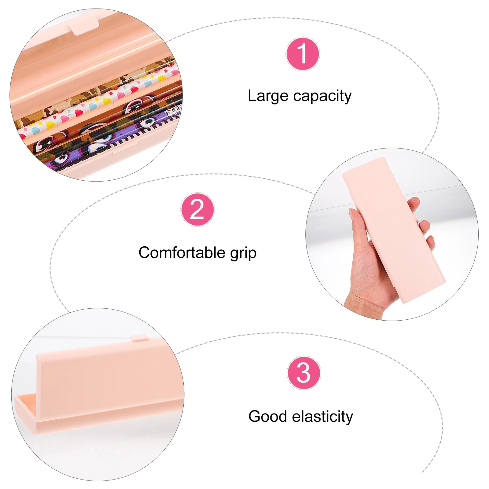 1Pcs Stationery Box Student Pencil Case Portable Pen Storage Box Smooth Rounded Edges Long-Lasting Plastic School Supply Case