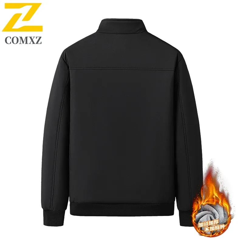 เสื้อแจ็คเก็ตผ้าฟลีซผู้ชาย COMXZ สไตล์ลำลอง คอตั้ง สีตัดต่อ รุ่นปี 2025 สไตล์อเมริกัน ใหม่ หนา อุ่น บุด้วยผ้าฝ้าย สำหรับฤดูหนาว ป้องกันความหนาว