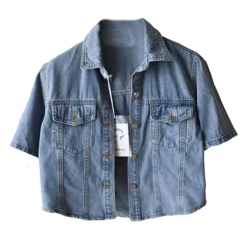 

Облегающий крой ort Sve Denim Jaet, женский повседневный тонкий весенне-летний новый винтажный воротник на пуговицах из смеси хлопка...