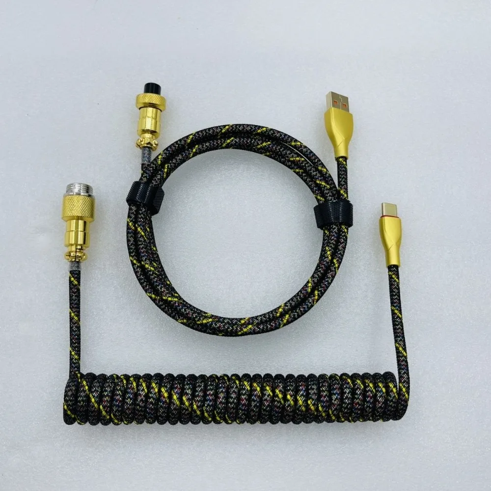 Gold-Plating Aviator Cable USB C To TYPE-A Spring Wire USB-A Type-C For Game Magnetic Switch Mechanical Keyboard DIY Kit