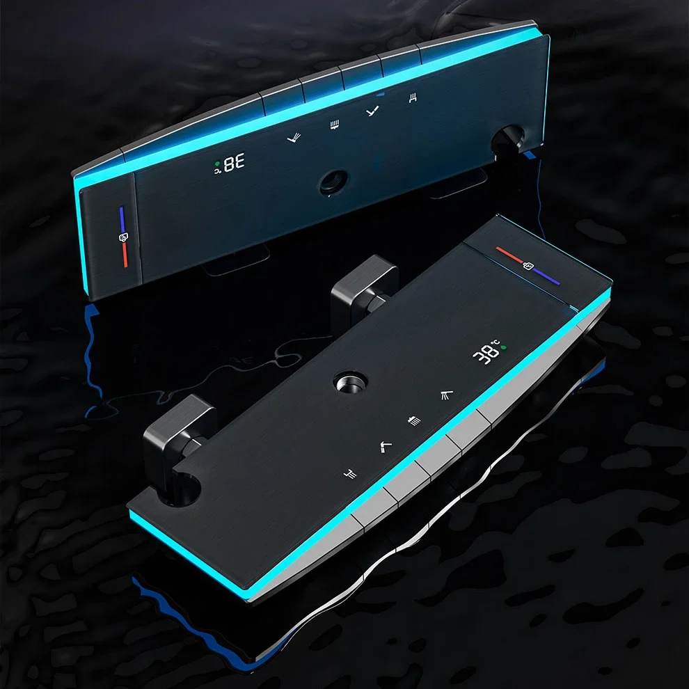 Hot Cold Piano Digital Shower Set 12 Inch Rainfall Shower Head Brass Bathtub Mixer Faucet Thermostatic Bathrooom Shower System