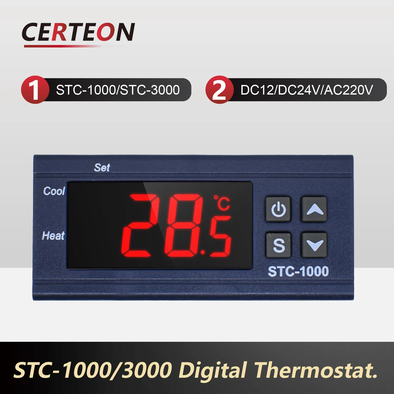 STC-1000/3000 Digital Thermostat Controller 12V/24V/220V Microcomputer Relay for Incubator Heating Cooling