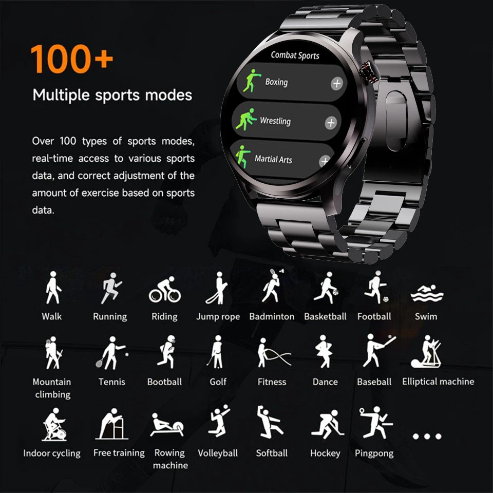 2025 جديد نظام تحديد المواقع الرياضة NFC موضة Smartwatch الرجال 1.53 "AMOLED شاشة معدل ضربات القلب ضغط الدم الصحة ساعة ذكية لهواوي IOS