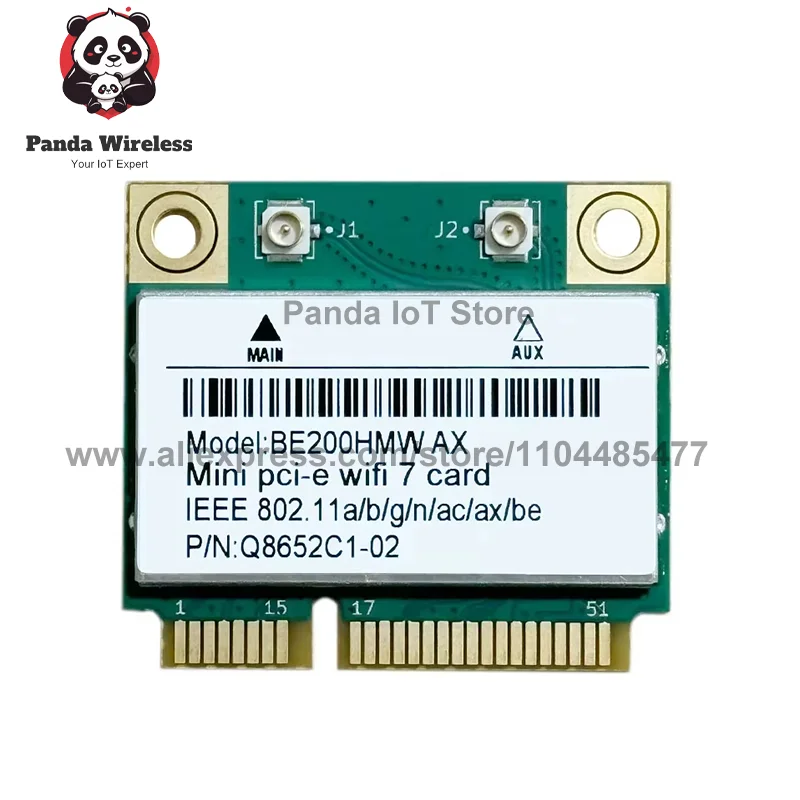 1PCS BE200HMW Mini Pcie Wifi Card Bluetooth Adapter 2.4G/5G/6GHz Wireless Network WiFi7 for PC Window 10/11 WiFi6 5.4 Tri-Band