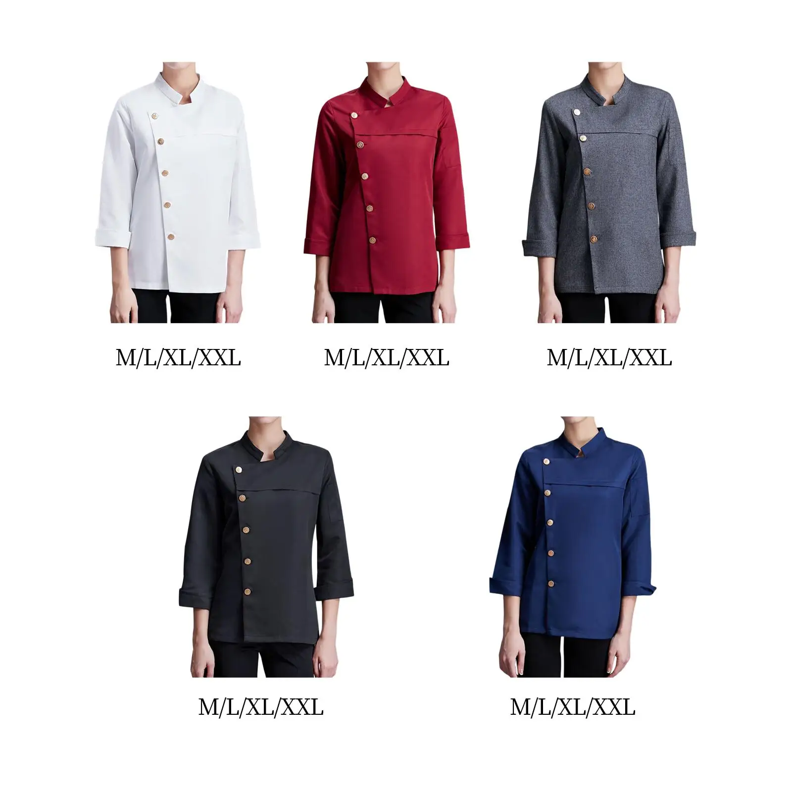 Breathable Chef Jacket for Men Women Long Sleeve Polyester Kitchen Work Coat Cooking Uniform Restaurant Hotel Cafe Baking Outfit