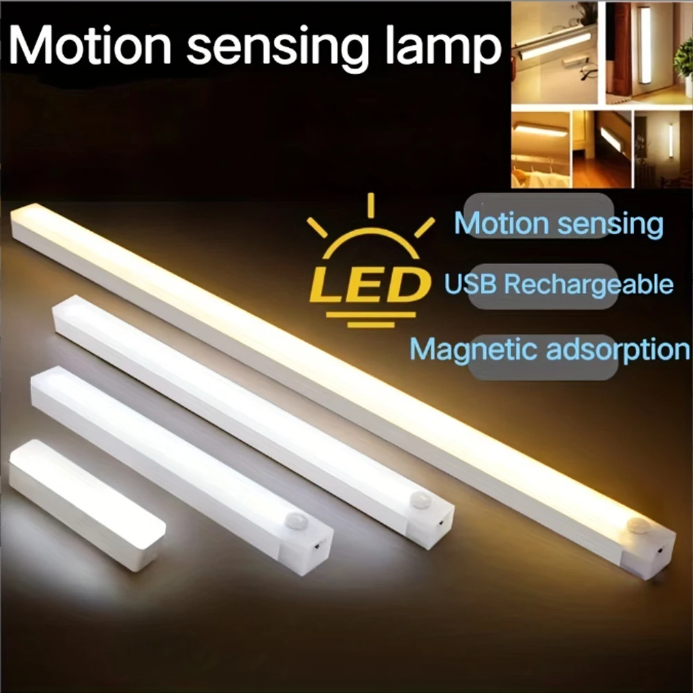 Motion Sensor Night Lights Wireless LED Lamp USB Rechargeable Magnetic For Wardrobe Room Portable Induction Cabinet Lamp Kitchen