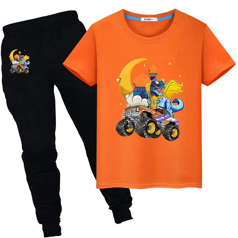 boy girl Sets Summer Ramadan Muslim Print Short T-shirt Tops+pant y2k Ramadan Mubarak Kids With Moon Festive Outfit Holiday gift