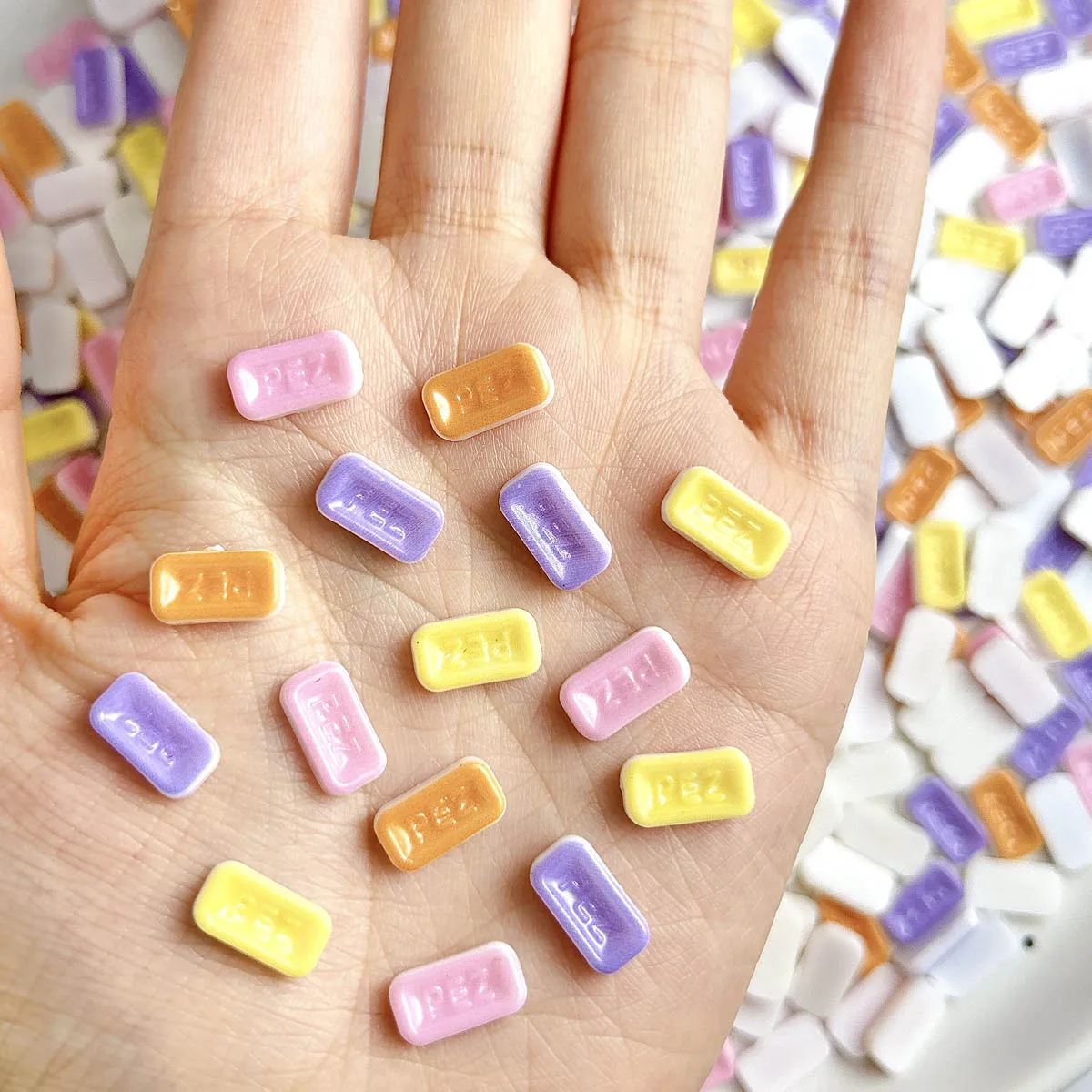 

3D Macaron Colored Luminous Rectangular Resin Nail Charms Creative Simulated Biscuit Nail Art Decoration for DIY Nails Crafts