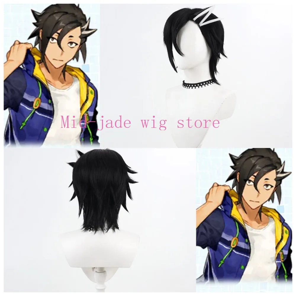 Mandricardo Cosplay Wig Black Flipped Hair Root Styling Character Look Halloween Party Performance Props