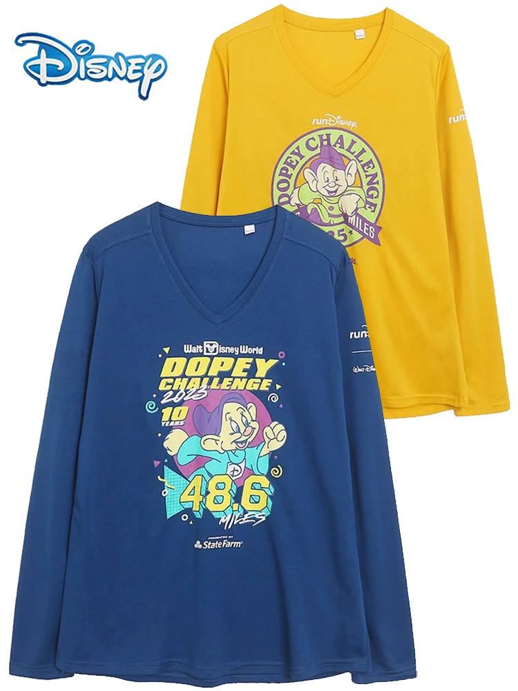 

Быстросохнущая футболка с надписью Disney Walt Disney World Snow White and the Seven Dwarfs, женские пуловеры с длинными рукавами и v-образным вырезом, футболки