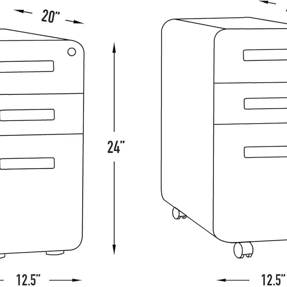 خزانة ملفات فولاذية متنقلة تحت المكتب، قابلة للقفل، حجم قانوني/حرف، أبيض، بعجلات #3