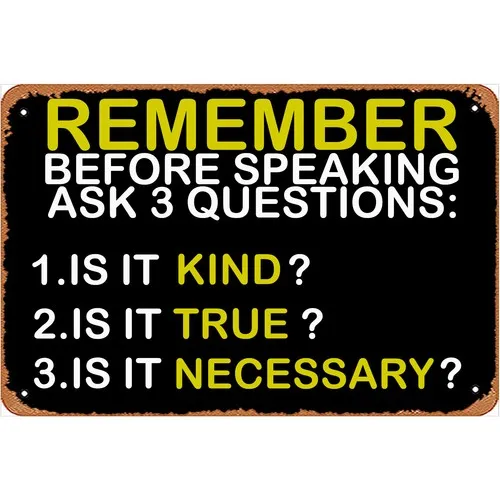 Funny Metal Tin Sings Before Speaking Ask 3 Questions Signs Man Cave