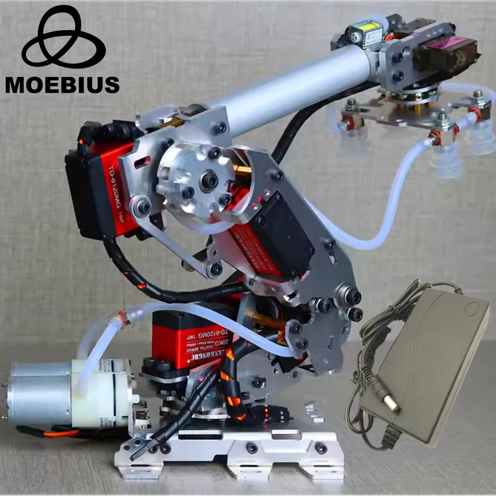 Arduino 7 Dof Large Suction Air Pump Robot Arm Multi DOF Manipulator Mindustrial Robotic Model 6-Axis Robot Claw Gripper