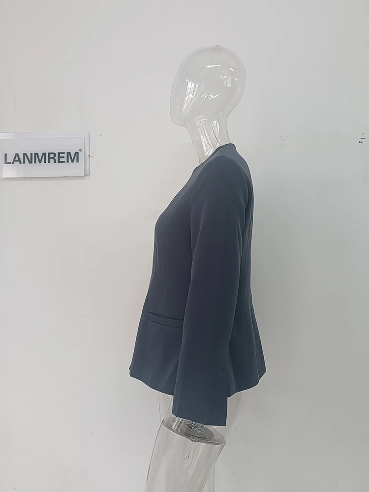 LANMREM-Chaqueta elegante para mujer, abrigo de manga larga con cuello redondo, ropa de oficina Irregular a la moda, novedad de verano 2024, 2DA5301