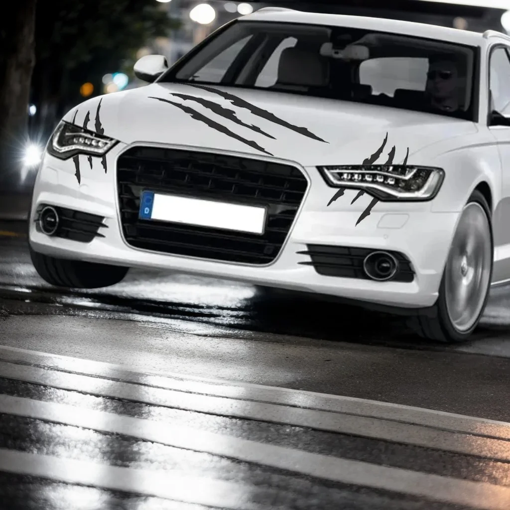 

Monster Claw Sticker – Vinyl PVC Car Hood/Headlight Decoration Film with Wolf Claw Marks for Auto Body & Lamps++