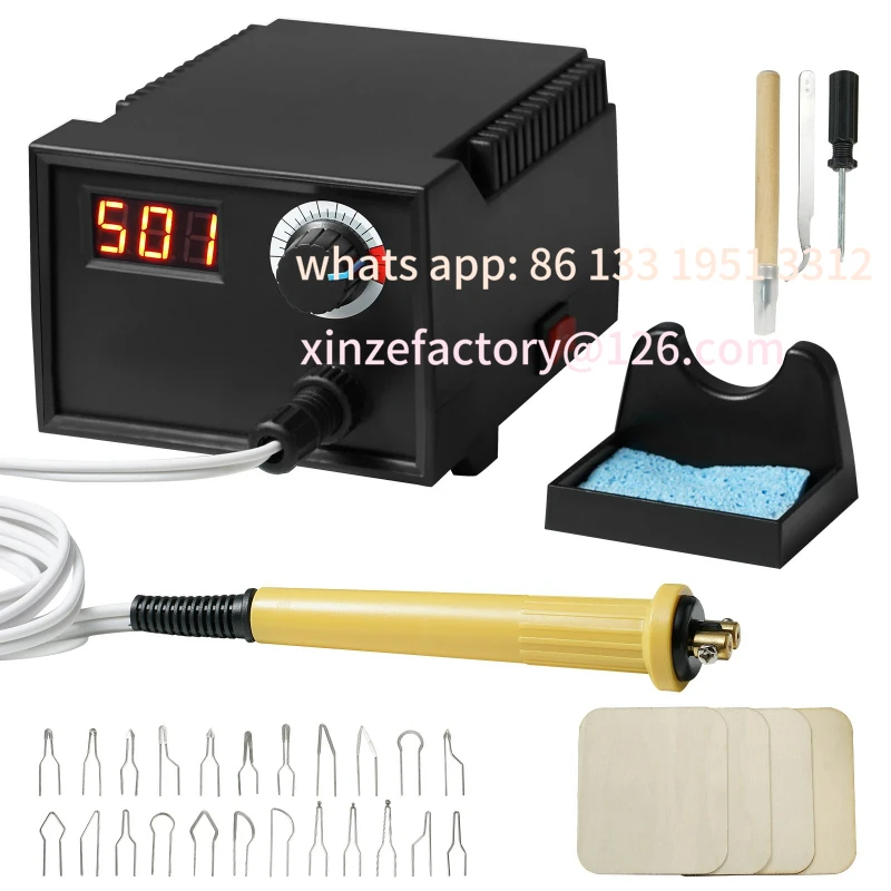 

Customizable Wood Burning Tool Kit 200/250~700°C Adjustable Temperature Woodburning Pyrography Pen Machine