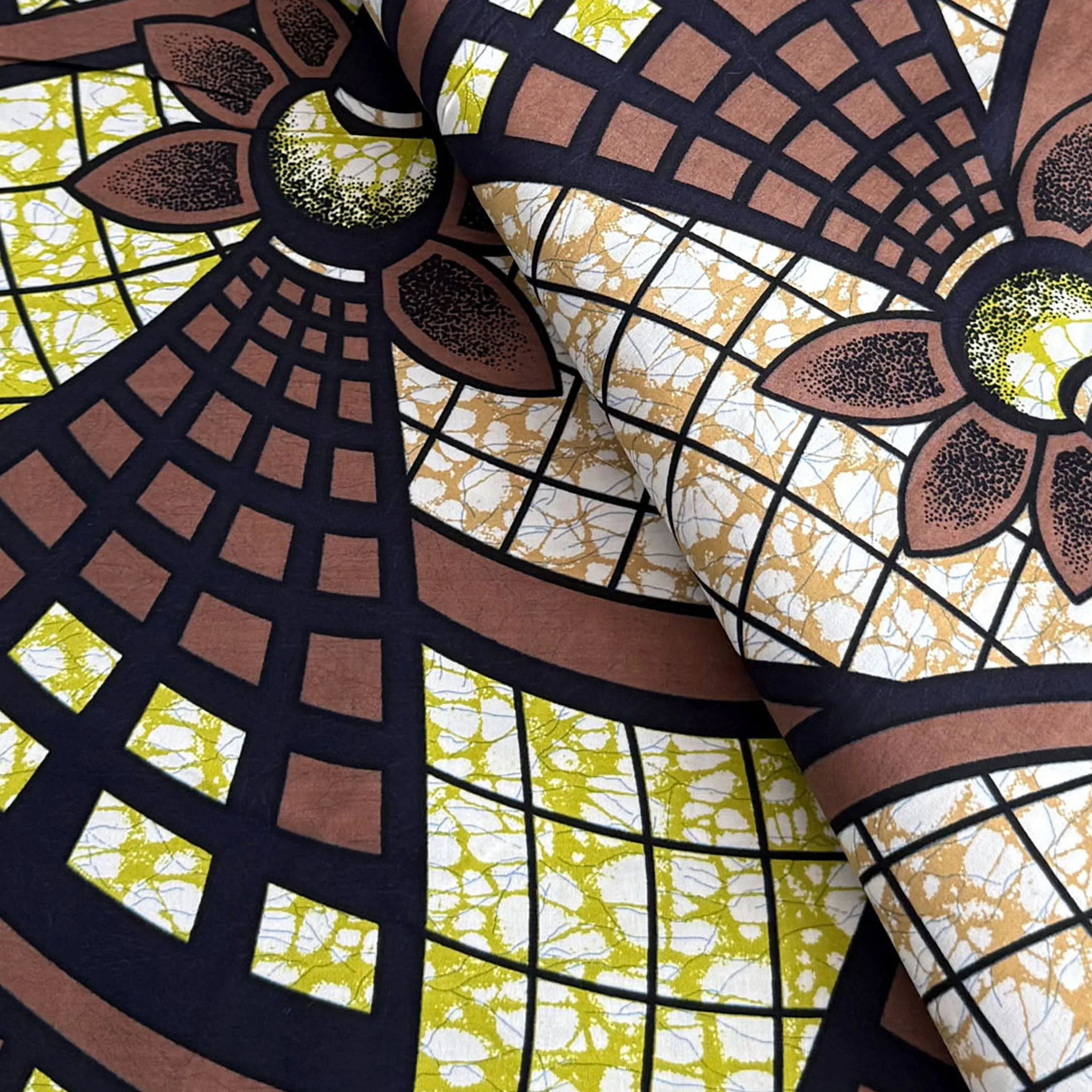 African Real Wax Print Fabric 100% Cotton Ankara Geometric Flower Pattern 6 Yards Dutch Style Batik Pagne for Women Dress Sewing
