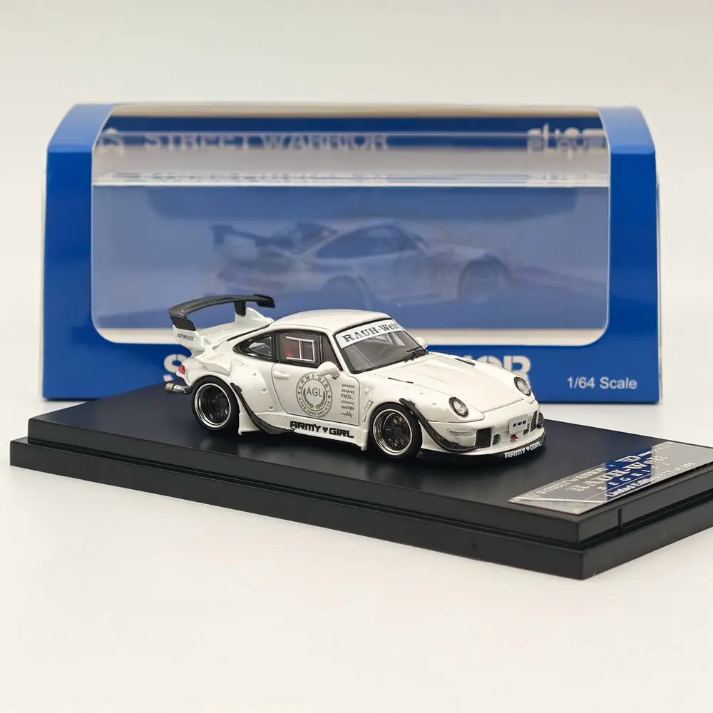 Street WARRIOR SW 1/64 for RWB 993 AGL White Sport Car Diecast Miniature Model Collection Auto Toys Gift