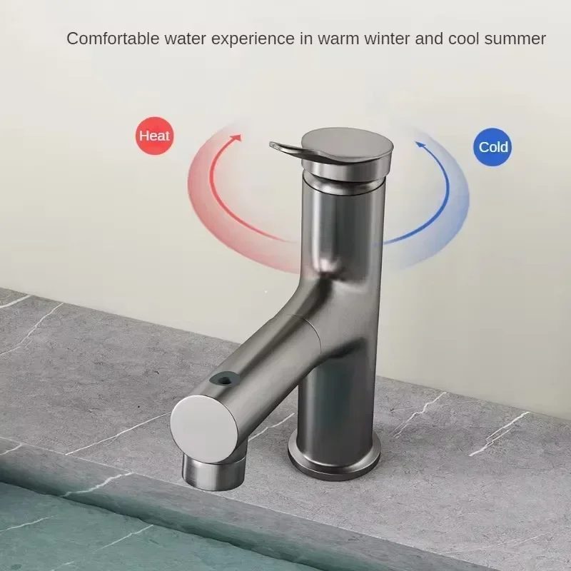 Bathroom Faucet Hot and Cold Water Outlet Bathroom Sink Pull Type Faucet Three Mode Water Outlet Washbasin Shower Faucet