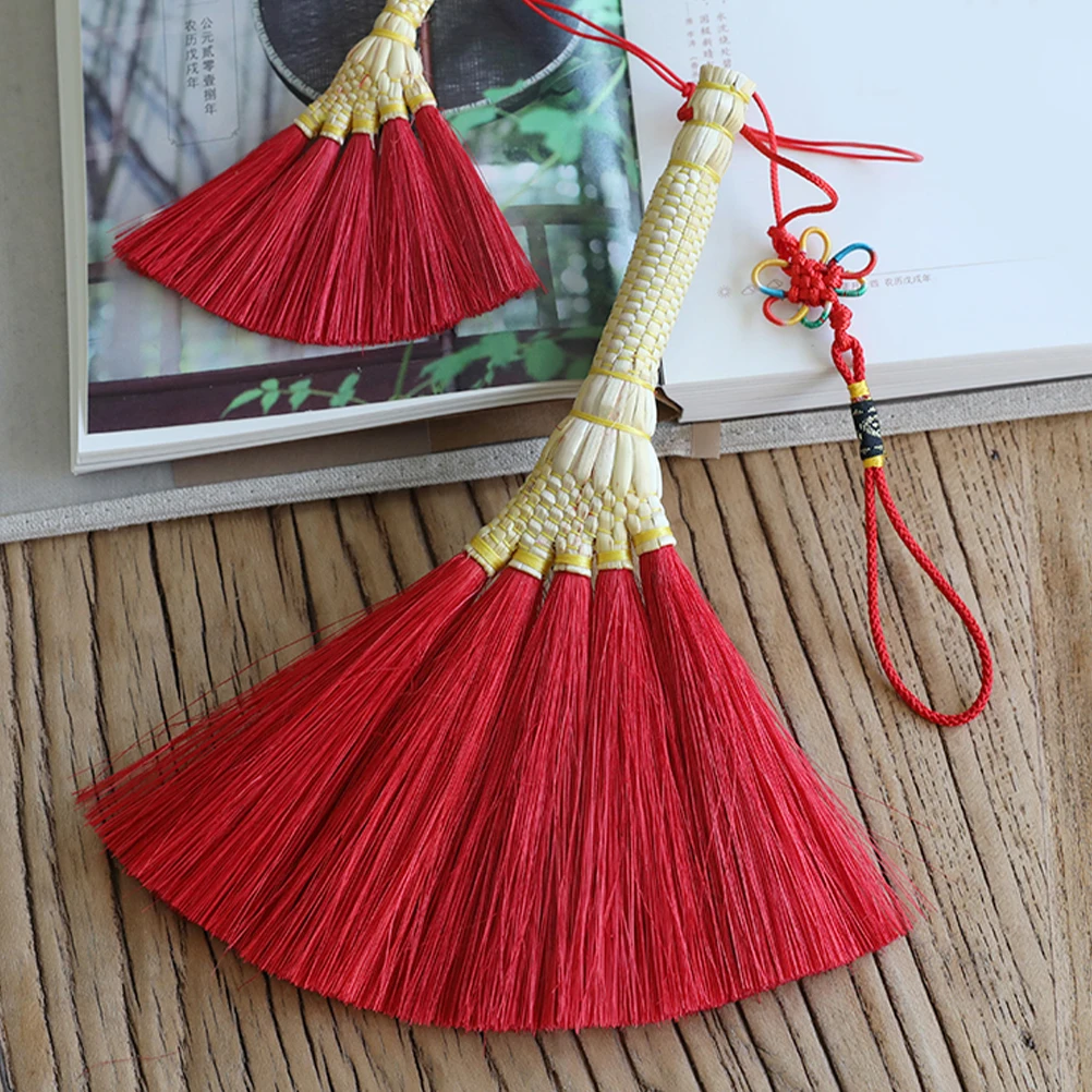 

Mini Pendant Red Hand Woven Ornament Kids Hanging Decor Festival Supplies New Year Decoration Chinese Style Broom Craft