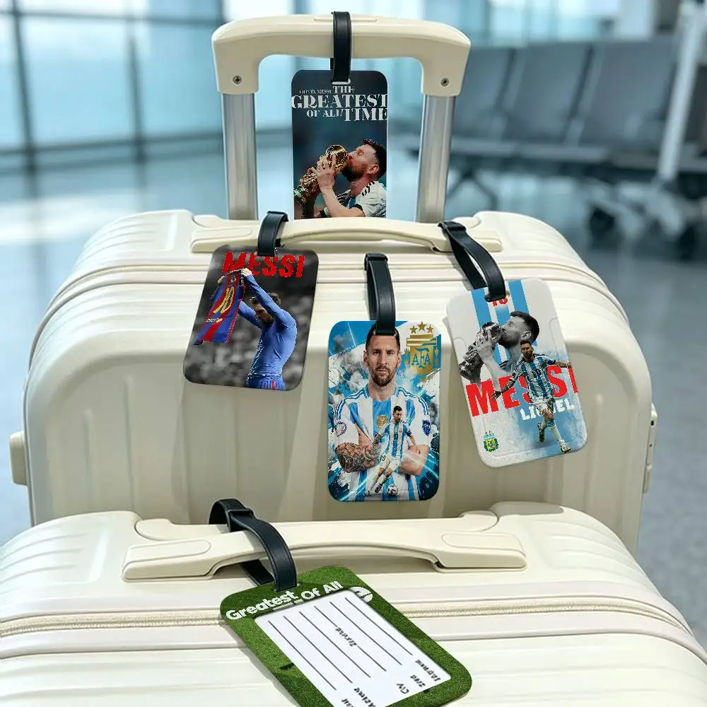 Football Superstar M-Messi PVC Anti lost Luggage Identifier Tag Removable Information Card Holder Travel Baggage Tag