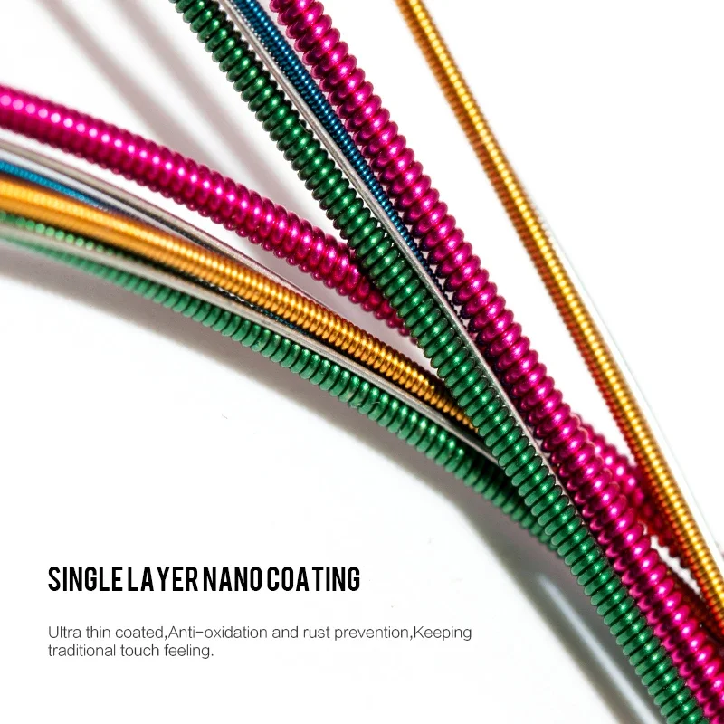 Orphee Acoustic Guitar Strings Colorful Bronze Wound Acoustic Folk Guitarra String Vacuum Packaging Guitar Strings Accessories