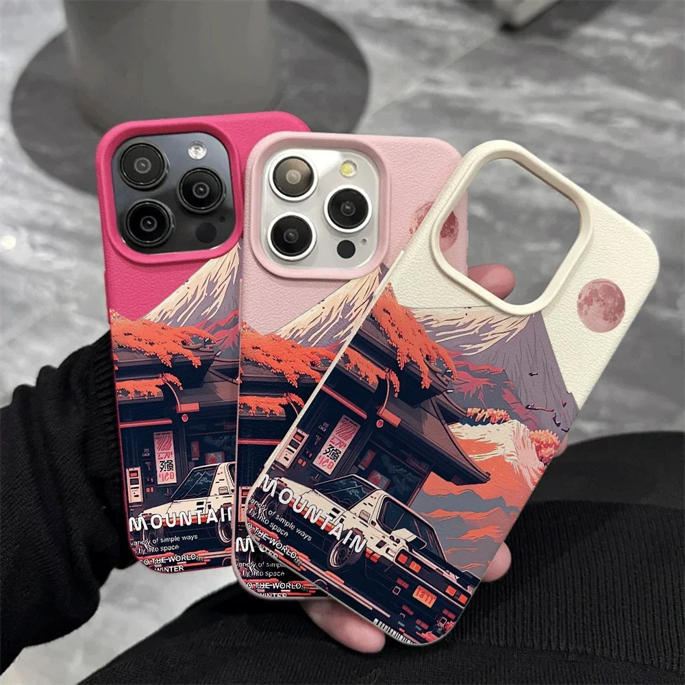 Mount Fuji Sportwagen Handyhülle für iPhone 17 16 15 14 13 12 Pro Max 16 15 14 Plus 17 16 15 14 Pro 17Air Silikon Matte Hülle – Detail 4