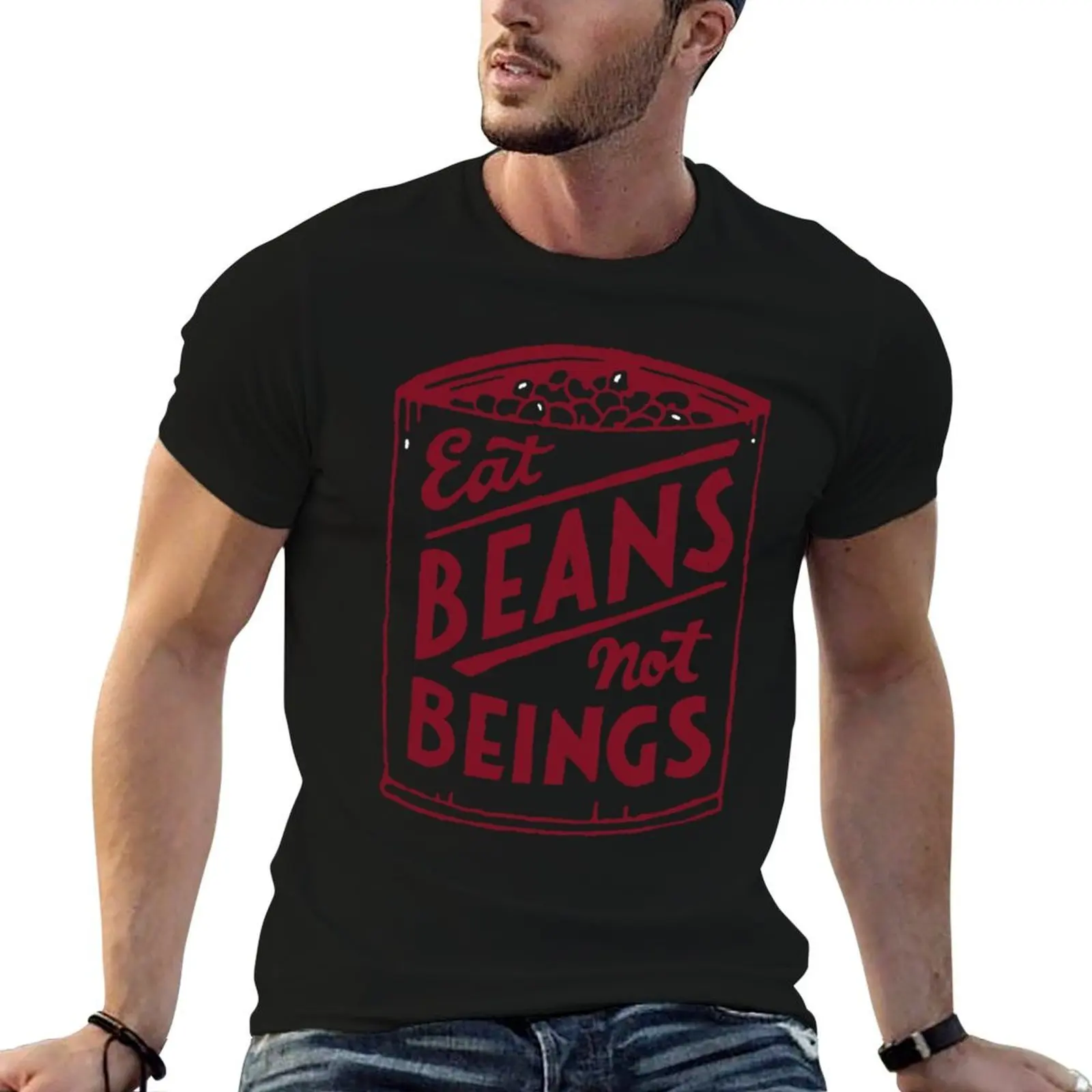 

Eat beans not beings 1 T-Shirt man t shirt heavy cotton printed t shirts for man t shirts for man pack white T-shirt