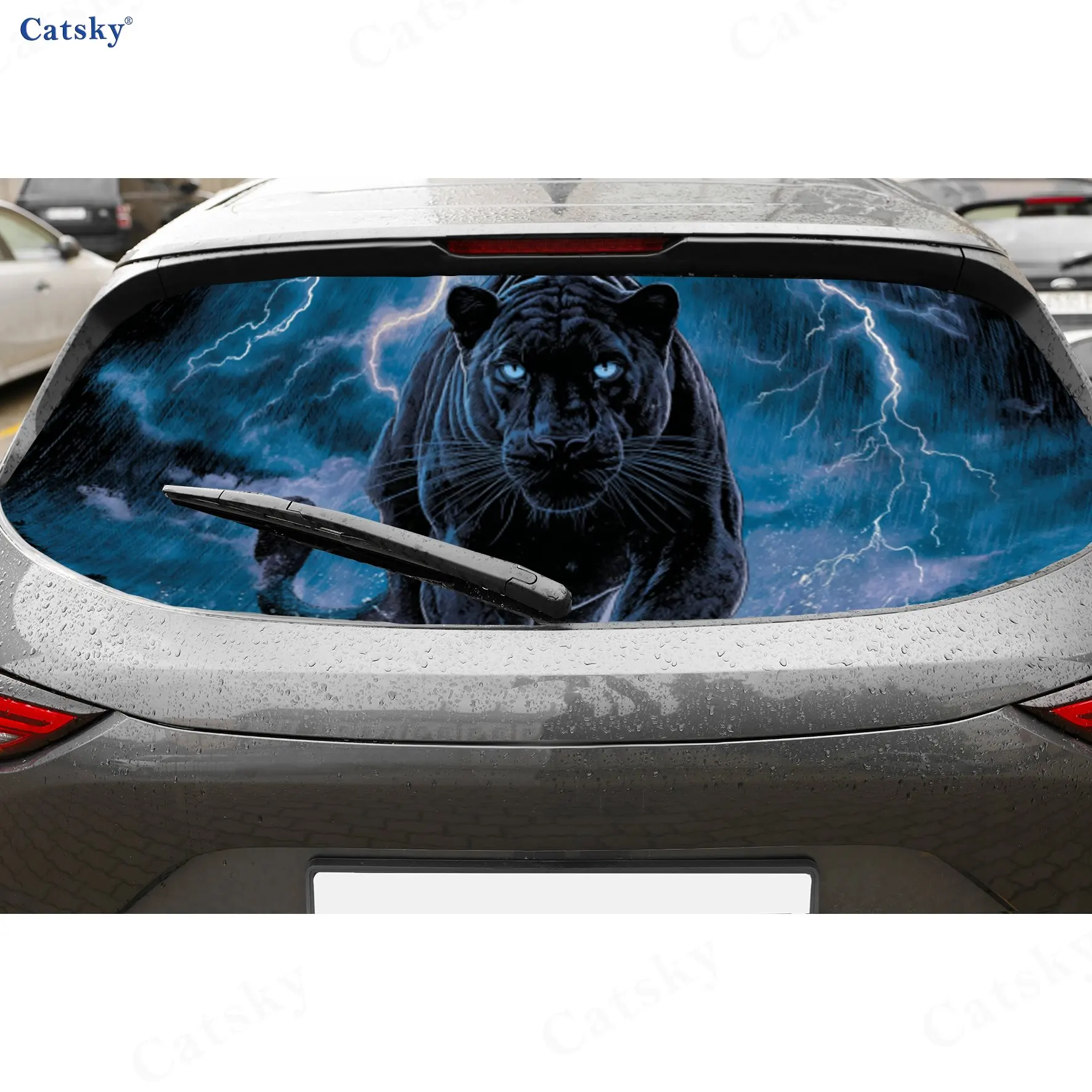 

Thunder Panther Wonder Journey PVC Perforated Car Vinyl Wraps, Durable Car Rear Windshield Sticker, Waterproof Car Rear Window D