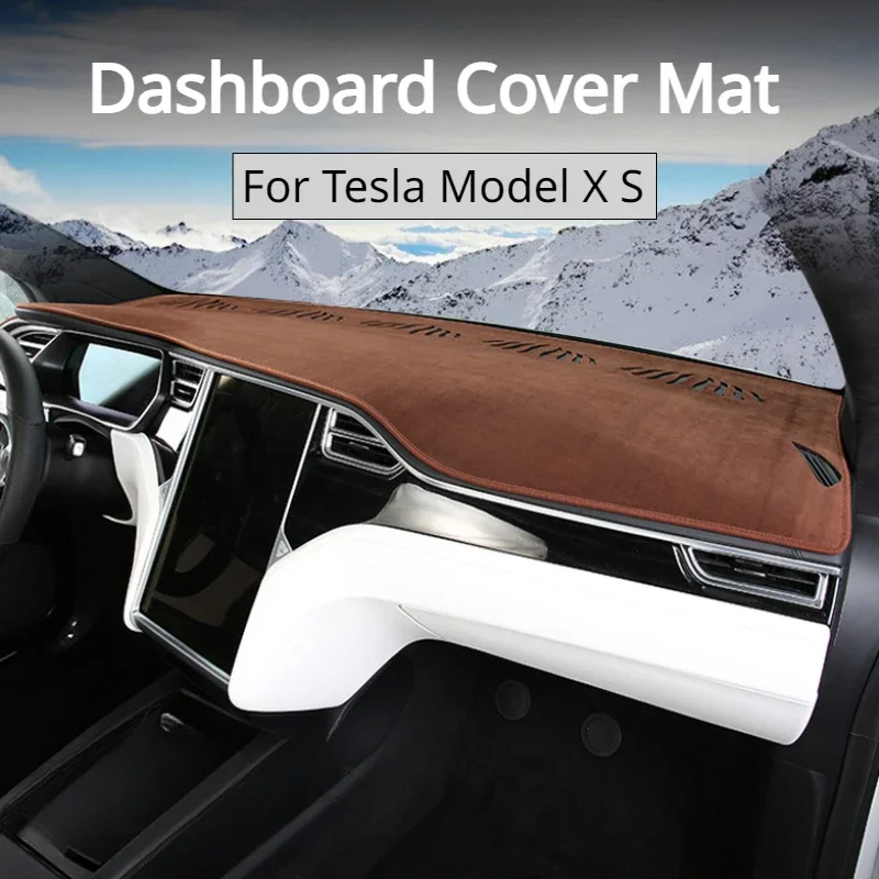 

For Tesla Model X S Dashboard Cover Mat Light Proof Sunshade Mats Flannel Flocking Protective Pad LHD Car Interior Accessories