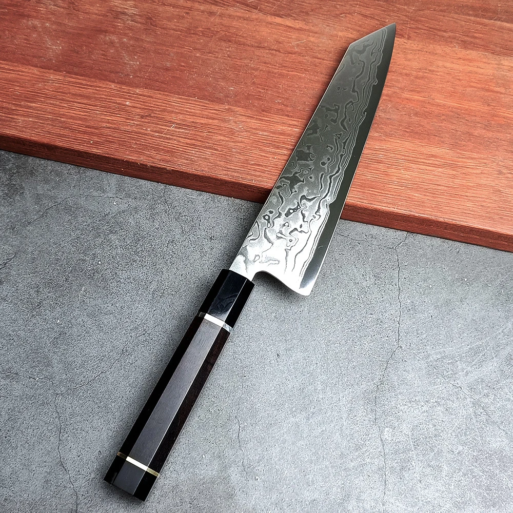 8 Inch Kiritsuke Knife 73-layers Damascus VG10 Steel Blade Sharp Chef Slicing Cleaver BBQ Japanese Kitchen Knives Ebony Handle