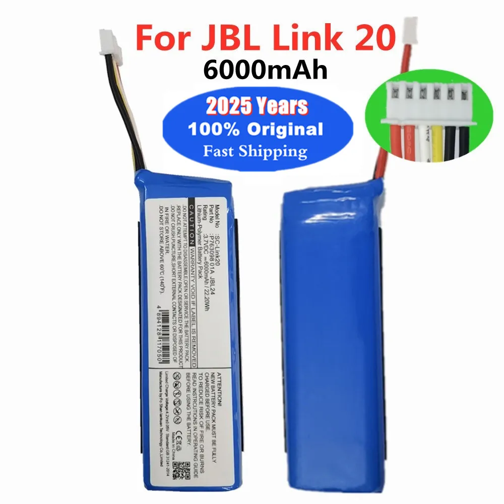 2025 Years P763098 01A 6000mAh Original Speaker Battery For JBL Link 20 Link20 Wireless Bluetooth Speaker Replacement Batteries