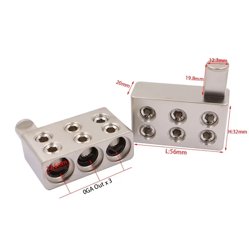 1pair Car Audio Splitter Wire Power Supply Terminal Audio Amplifier Dual 1/0 Gauge to 1/0 Gauge Amp Input Reducers Discharge