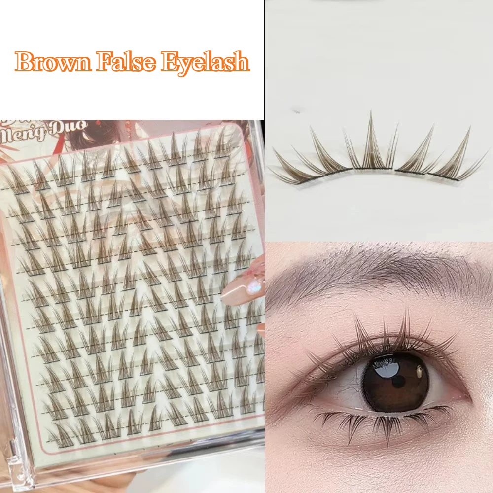 10 행 접착제 무료 갈색 낮은 속눈썹 자연 세그먼트 만화 요정 거짓 속눈썹 시뮬레이션 가짜 속눈썹 미용 메이크업 도구