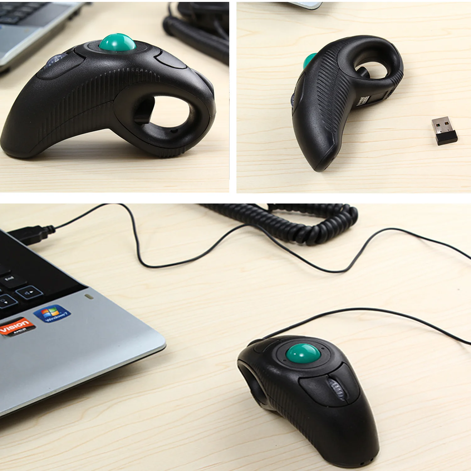 Nuevo ratón Trackball láser con cable 2,4G Control de pulgar ratones con cable portátiles 1600DPI ratón de mano para ordenador portátil PC