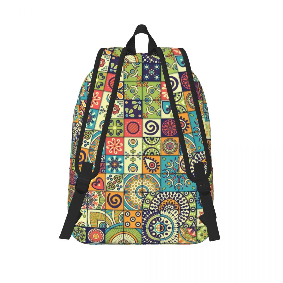 Tile Vintage Moroccan Style Backpack for Men Women Cool Student Work Daypack Mandala Art Mexican Tile Laptop Shoulder Bag Sports