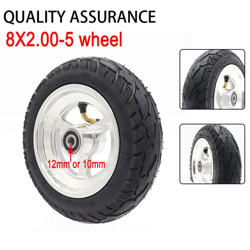 8x2.00-5 Wheel Tubeless Vacuum Tire with Aluminum Alloy Rims for Electric Scooter Kugoo S3 S2 S1 C3 Pocket Bike Wheelchair