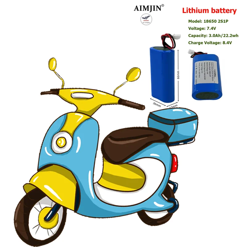 7.4V 3000mAh rechargeable battery 18650 2S1P lithium-ion battery pack for camera electric toy backup battery