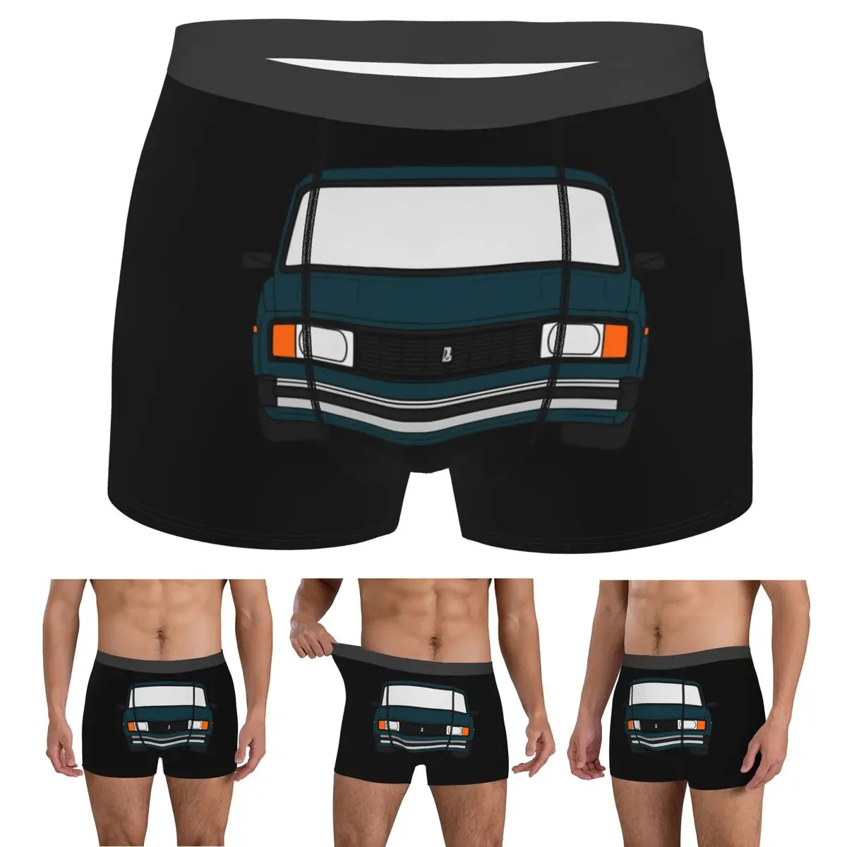 

Boxer Underpants Shorts Lada VAZ 2104 2105 2107 Nova Riva Green Color Panties Men's Breathable Underwear for Homme Man