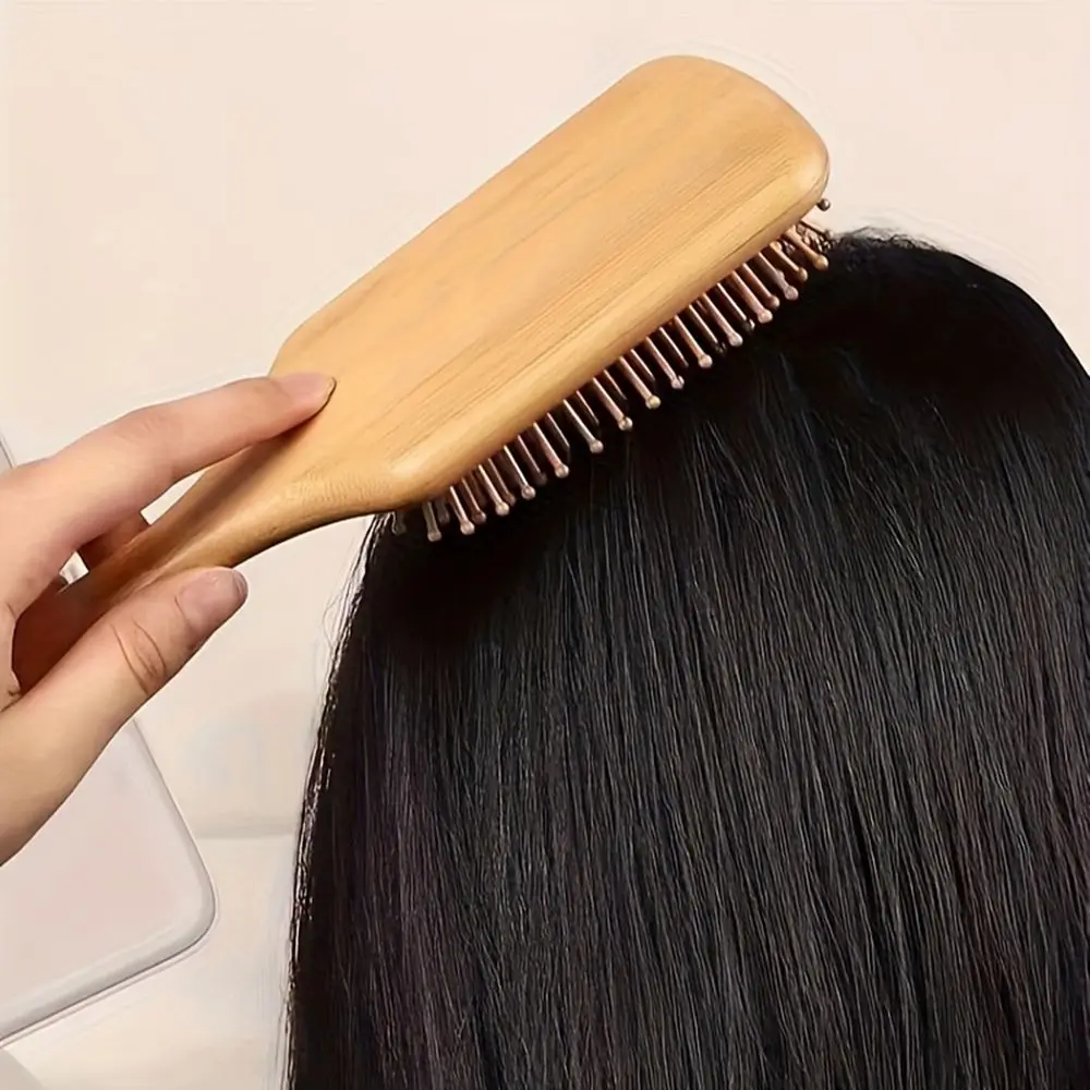 

Bamboo Air Cushion Massage Comb Natural Wooden Anti-Static Comb & Scalp Massager, Air Cushion Design for Detangling (Women/Men)